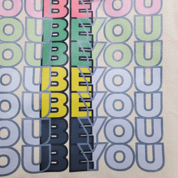 NWT BE YOU Rainbow Pride LGBTQ Tote Bag Reusable Canvas Gay Queer Positivity - Picture 3 of 5